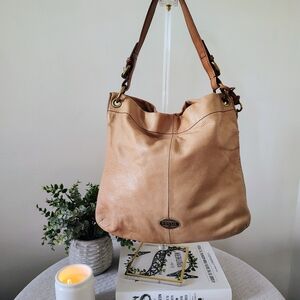 Fossil Tan Leather Shoulder Bag